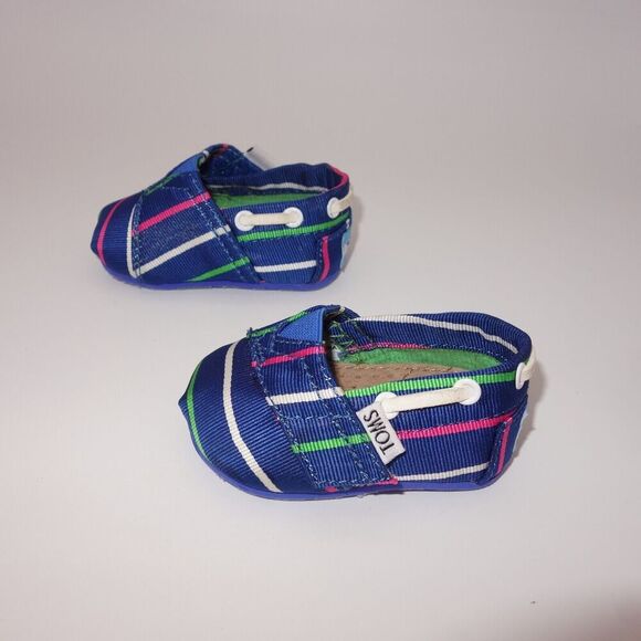 Toms Other - NEW Toms Shoes Blue Purple Stripe Size T2 2 Walkers Baby Infant Girls